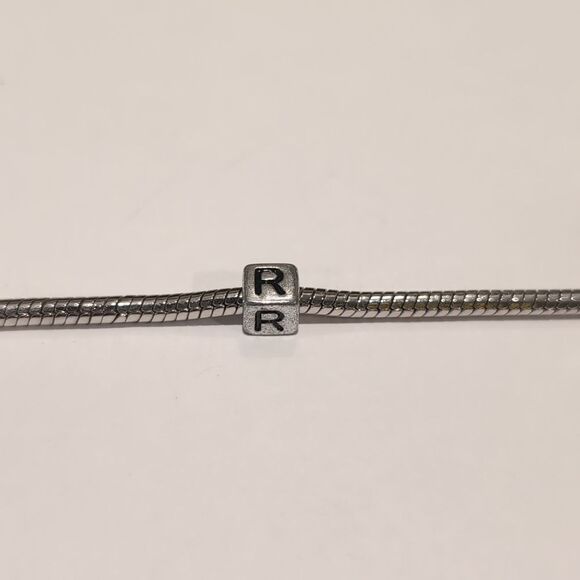 Silver R Spacer Charm for Pandora Style Bracelet‎ - Picture 1 of 5